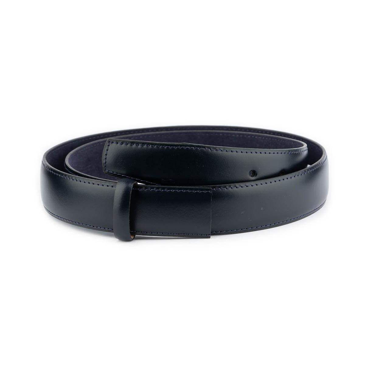 Dark Blue Calf Leather Belt Strap For Ferragamo Mens Buckle Replacement