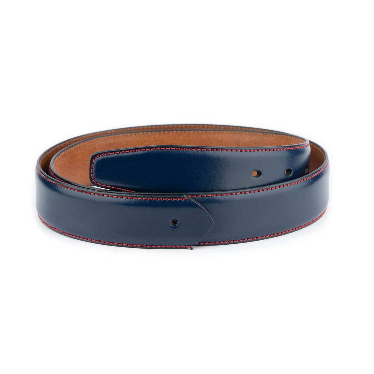 Dark Blue Leather Strap for Belt With Red Stitching For Montblanc Mens Buckle Replacement