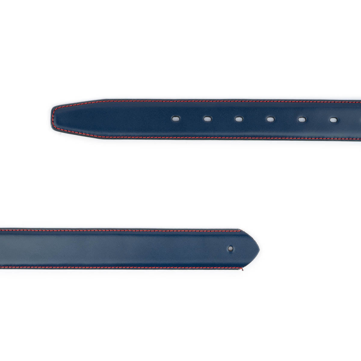 Dark Blue Leather Strap for Belt With Red Stitching For Ferragamo Mens Buckle Replacement