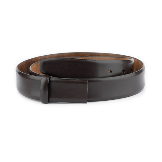 Dark Brown Mens Belt Strap For Ferragamo Buckle Replacement Feather Edge