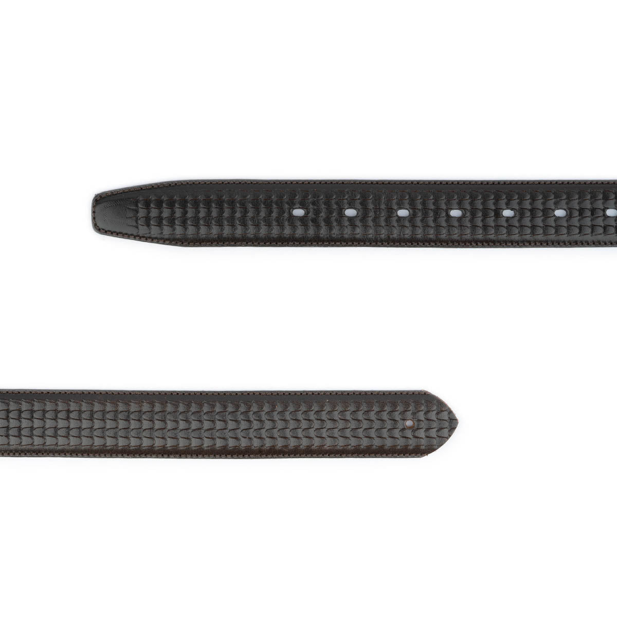 Dark Brown Replacement Belt Strap Embossed Leather For Montblanc Mens Buckle Premade Hole