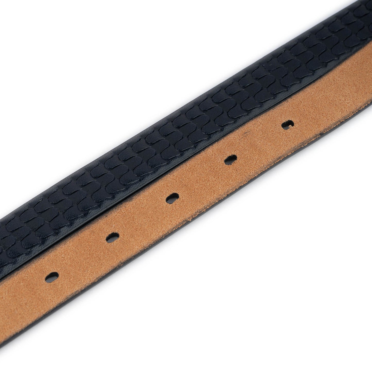 Dark Blue Embossed Leather Strap For Dunhill Buckle Womens Belt Replacement