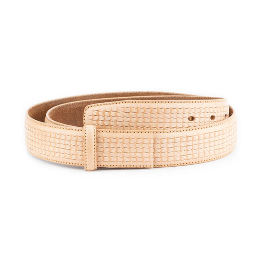 Embossed Natural Leather Strap For Ferragamo Buckle Replacement