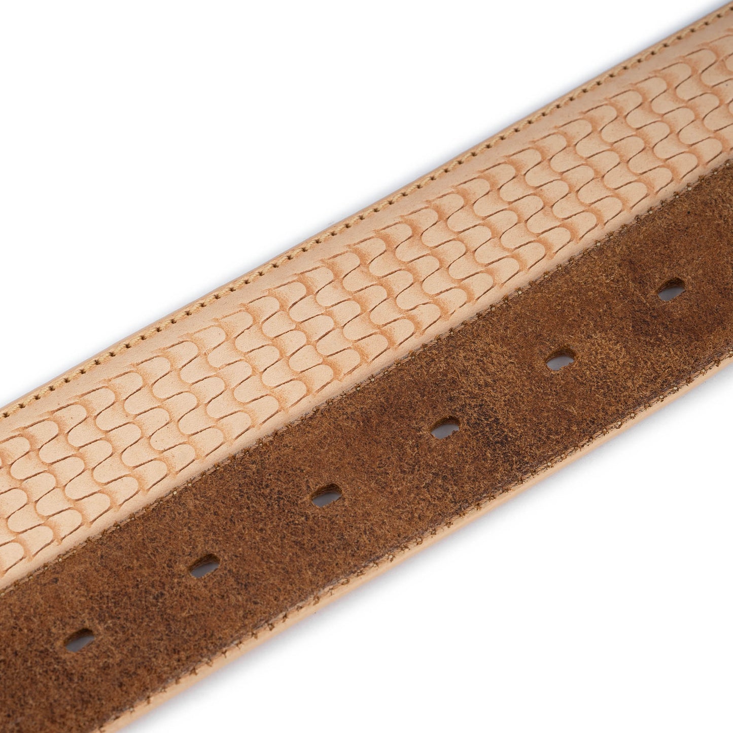 Embossed Natural Leather Strap For Dunhill Buckle Replacement