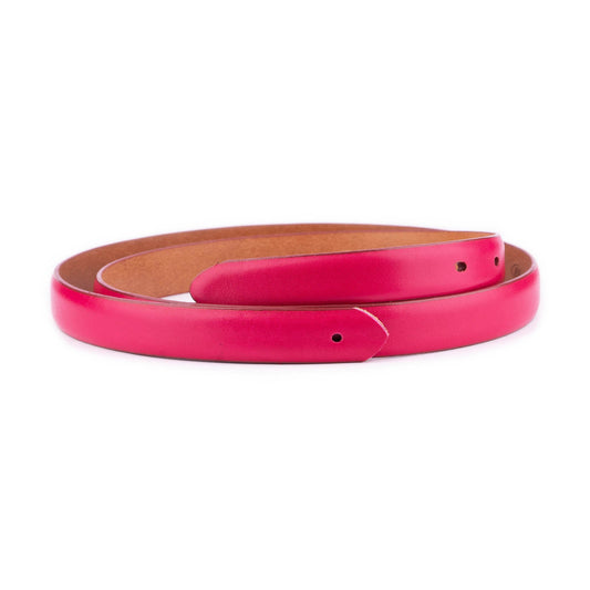 Fuchsia Pink Leather Belt Strap For Cartier Womens Buckle Replacement with Pre-made Hole