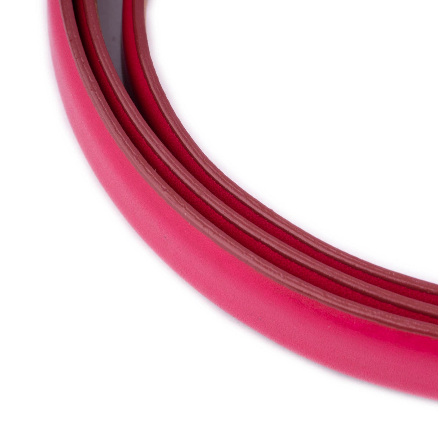 Fuchsia Pink Leather Belt Strap For Ferragamo Womens Buckle Replacement with Pre-made Hole