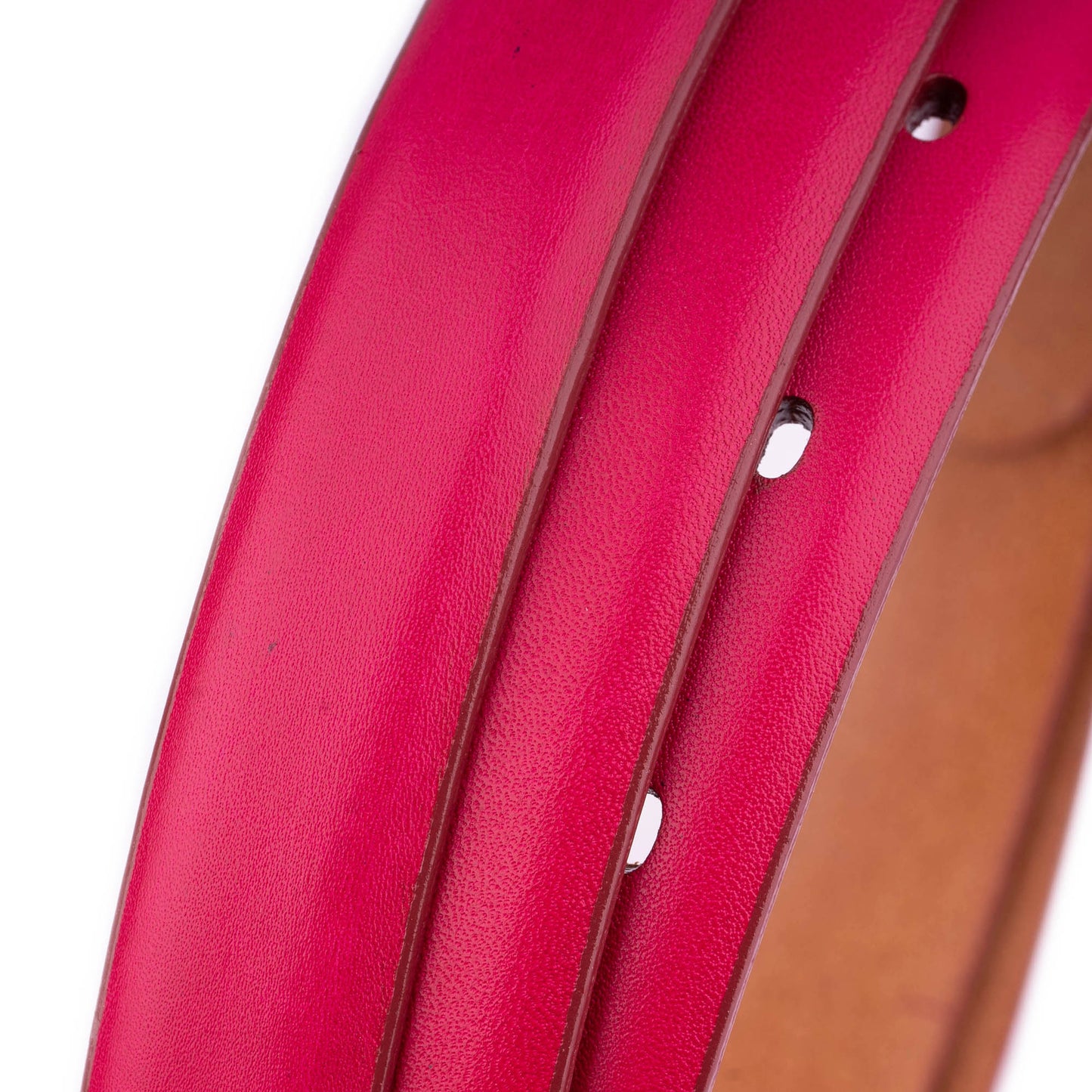 Fuchsia Pink Leather Belt Strap For Dunhill Womens Buckle Replacement with Pre-made Hole