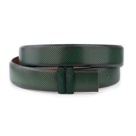 Green Leather Belt Strap For Designer Ferragamo Buckles Dot Texture