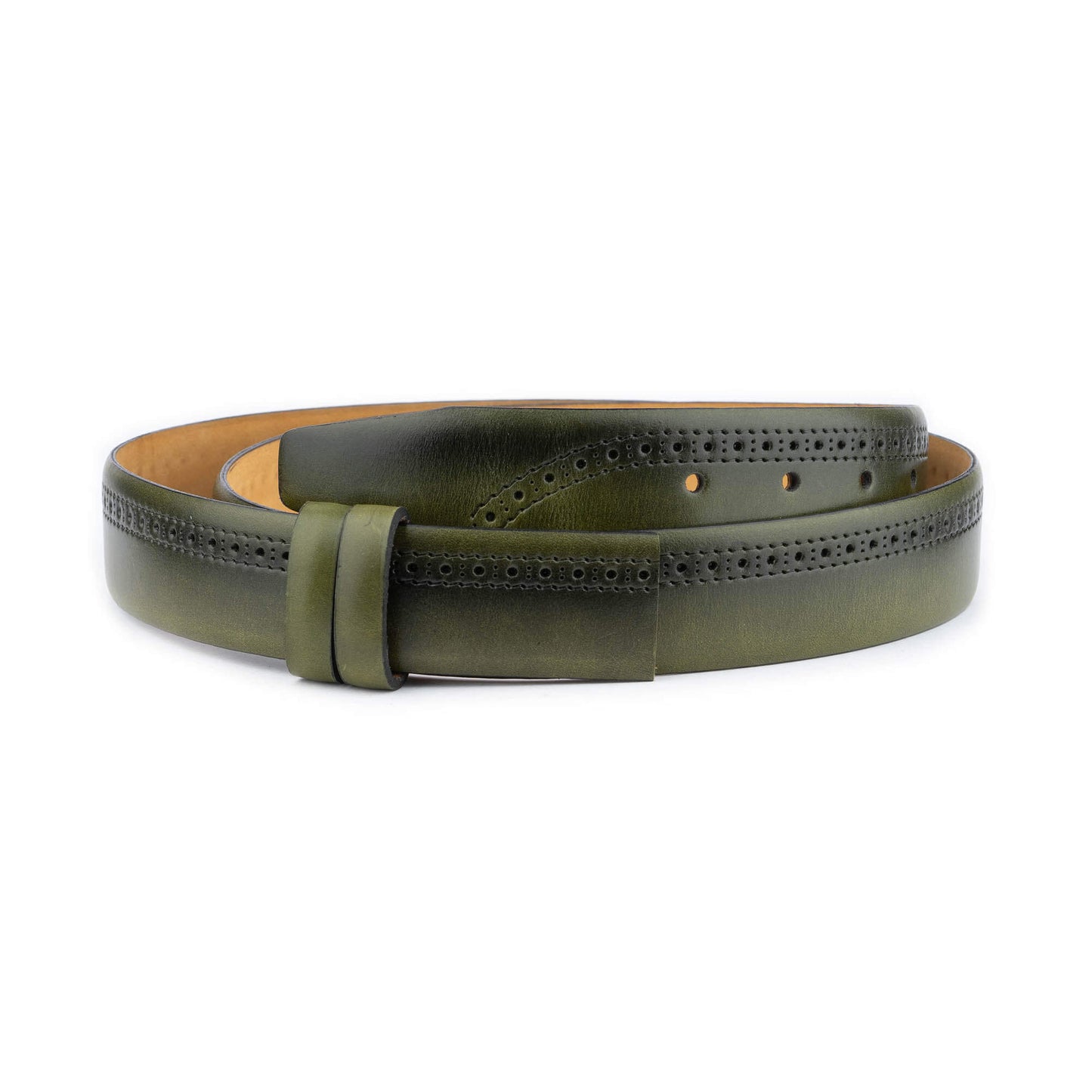 Green Leather Strap Perforated Line For Ferragamo Mens Belt Buckle Replacement