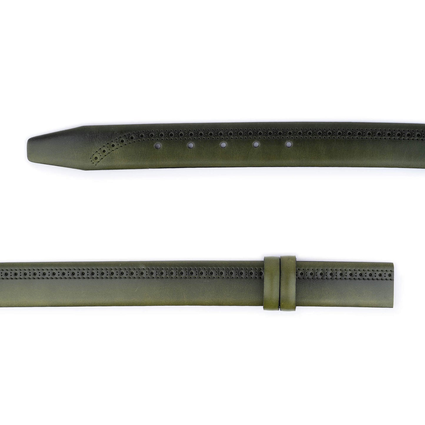 Green Leather Strap Perforated Line For Dunhill Mens Belt Buckle Replacement