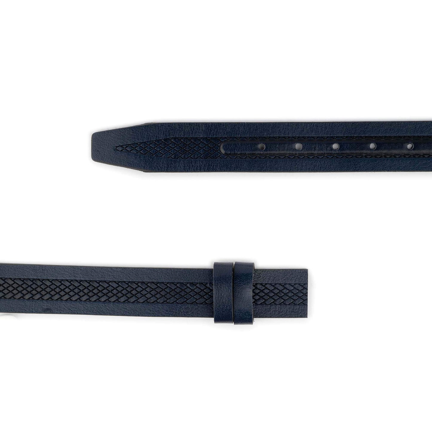 Laser Cut Belt Strap For Designer Dunhill Buckles Dark Blue Buffalo Leather