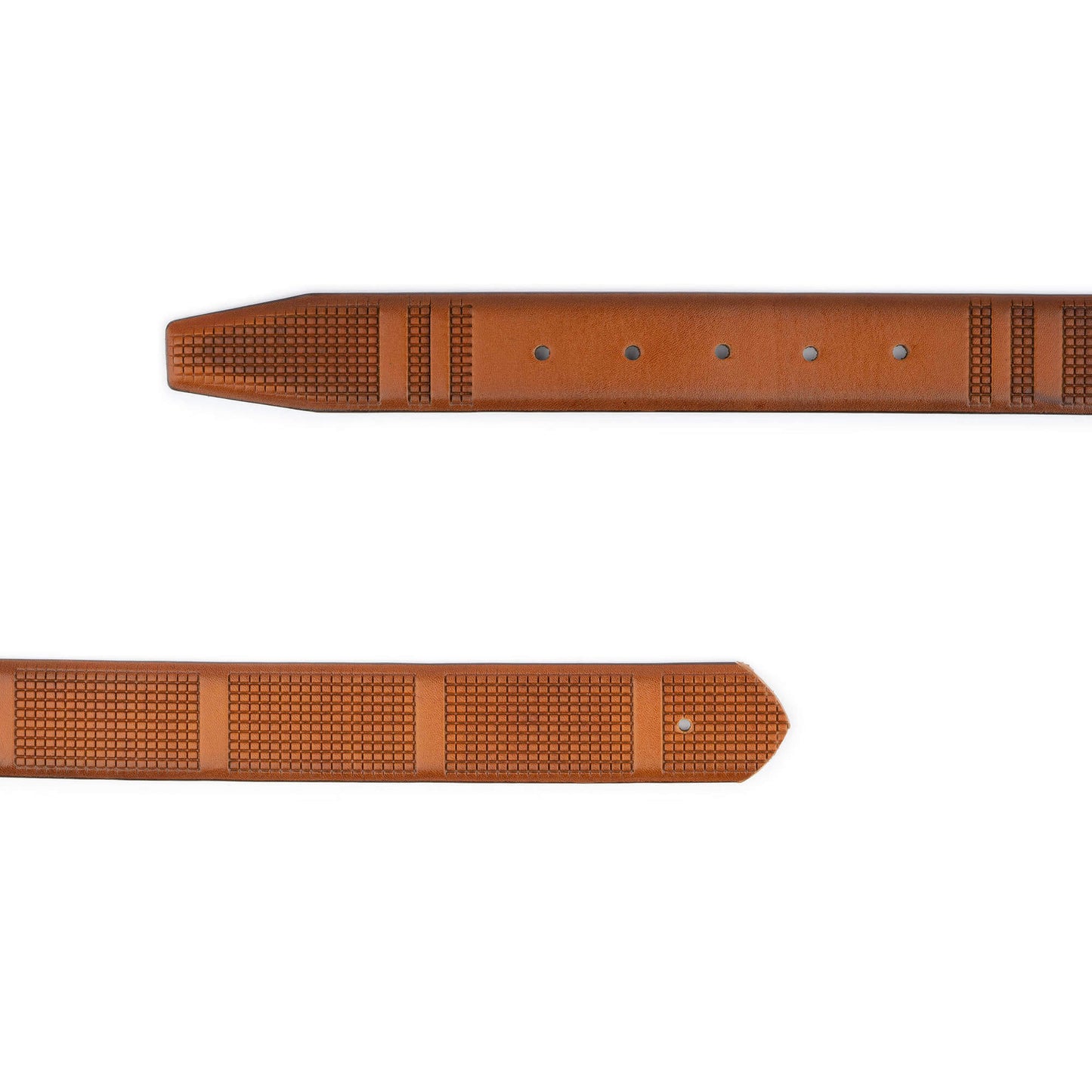 Light Brown Check Belt Strap Laser Cut Leather For Cartier Mens Buckle Replacement