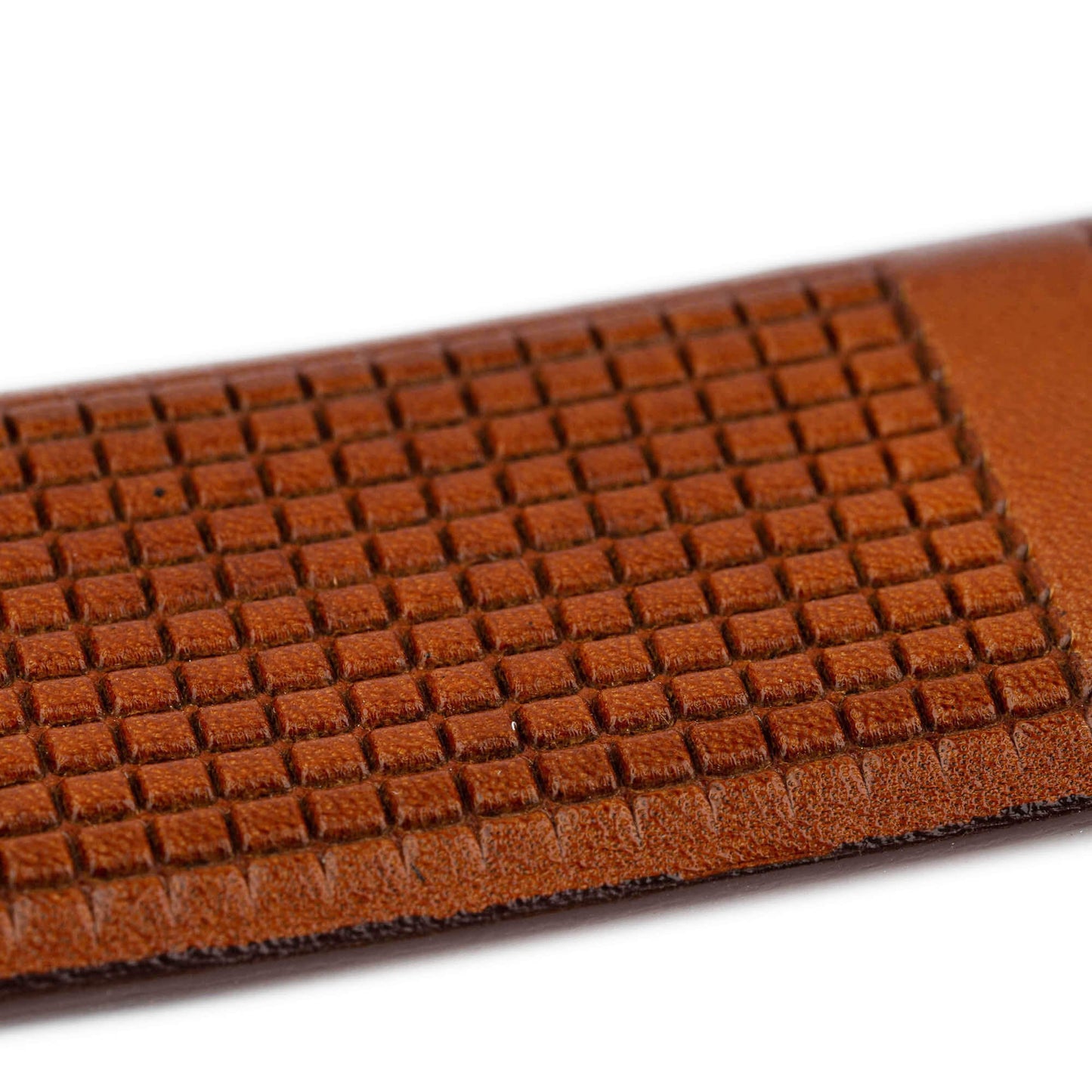 Light Brown Check Belt Strap Laser Cut Leather For Montblanc Mens Buckle Replacement