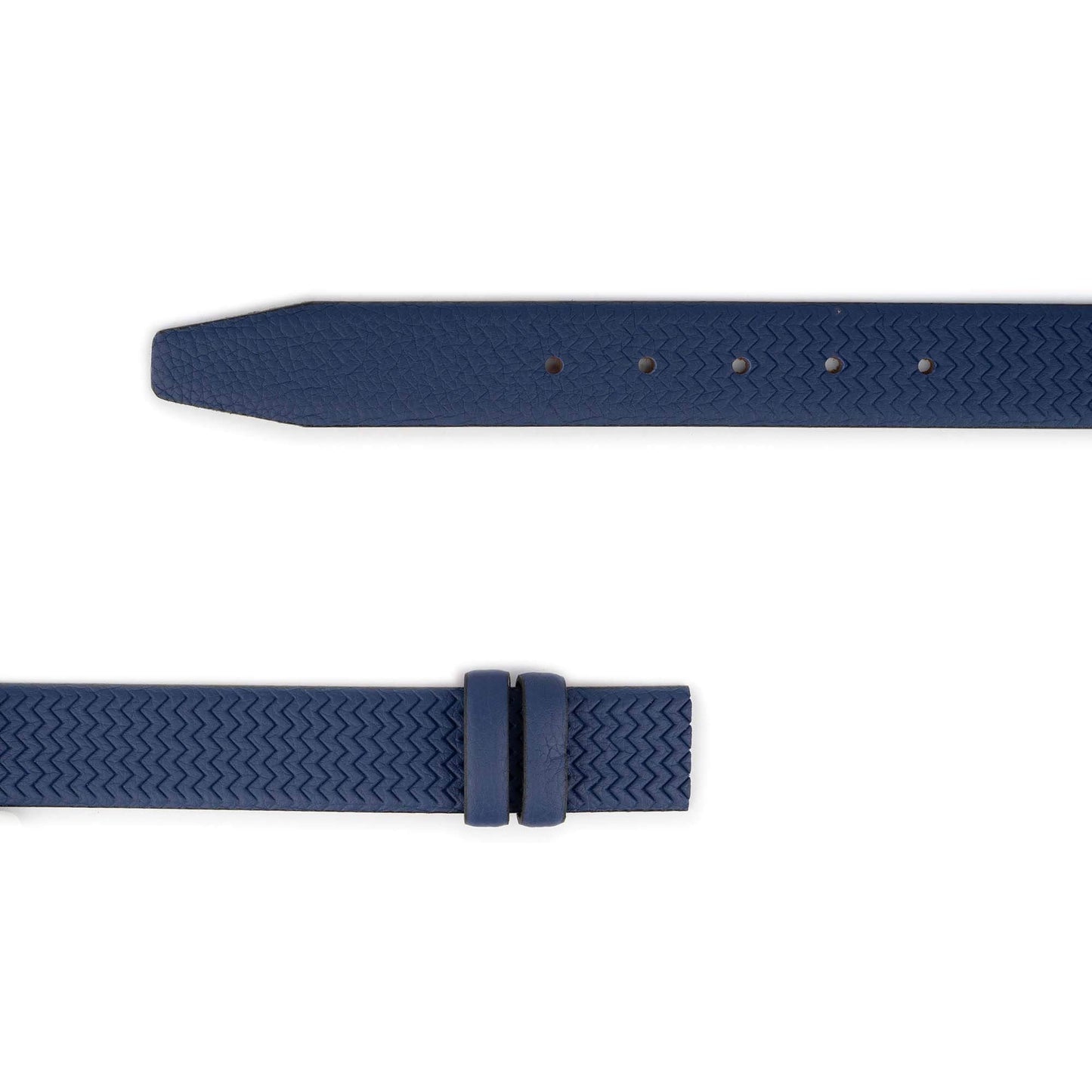 Leather Belt Strap For Designer Dunhill Buckles Blue Zig Zag Texture