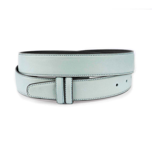 Light Blue Leather Belt Strap For Cartier Buckles Replacement