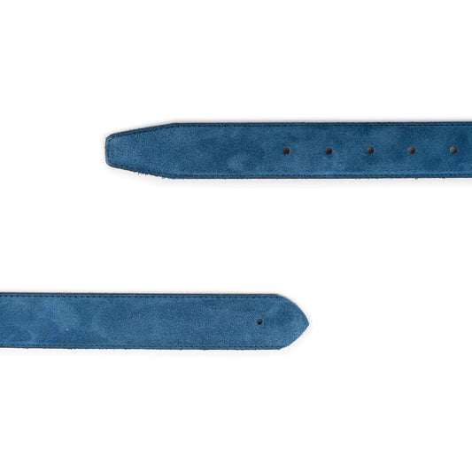 Light Blue Suede Belt Strap For Dunhill Buckles Replacement Premade Hole