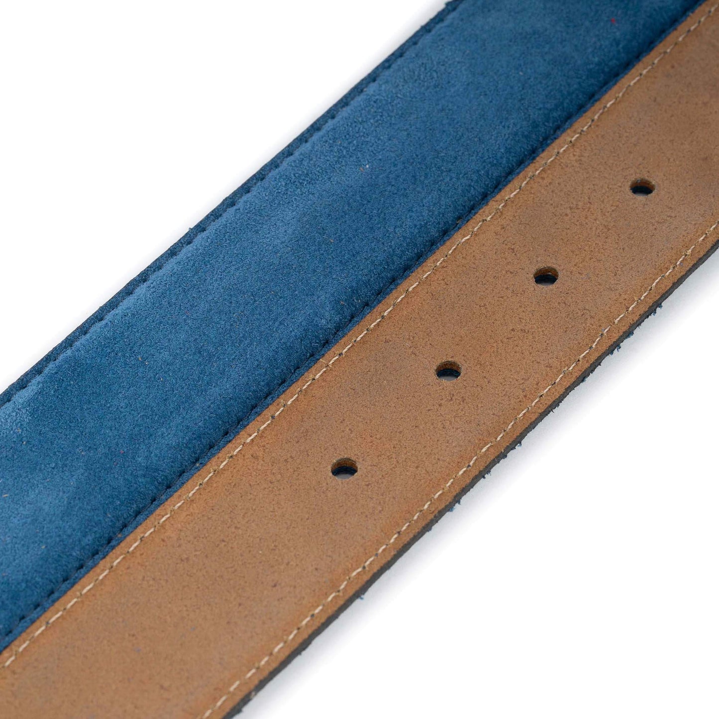 Light Blue Suede Belt Strap For Dunhill Buckles Replacement Premade Hole