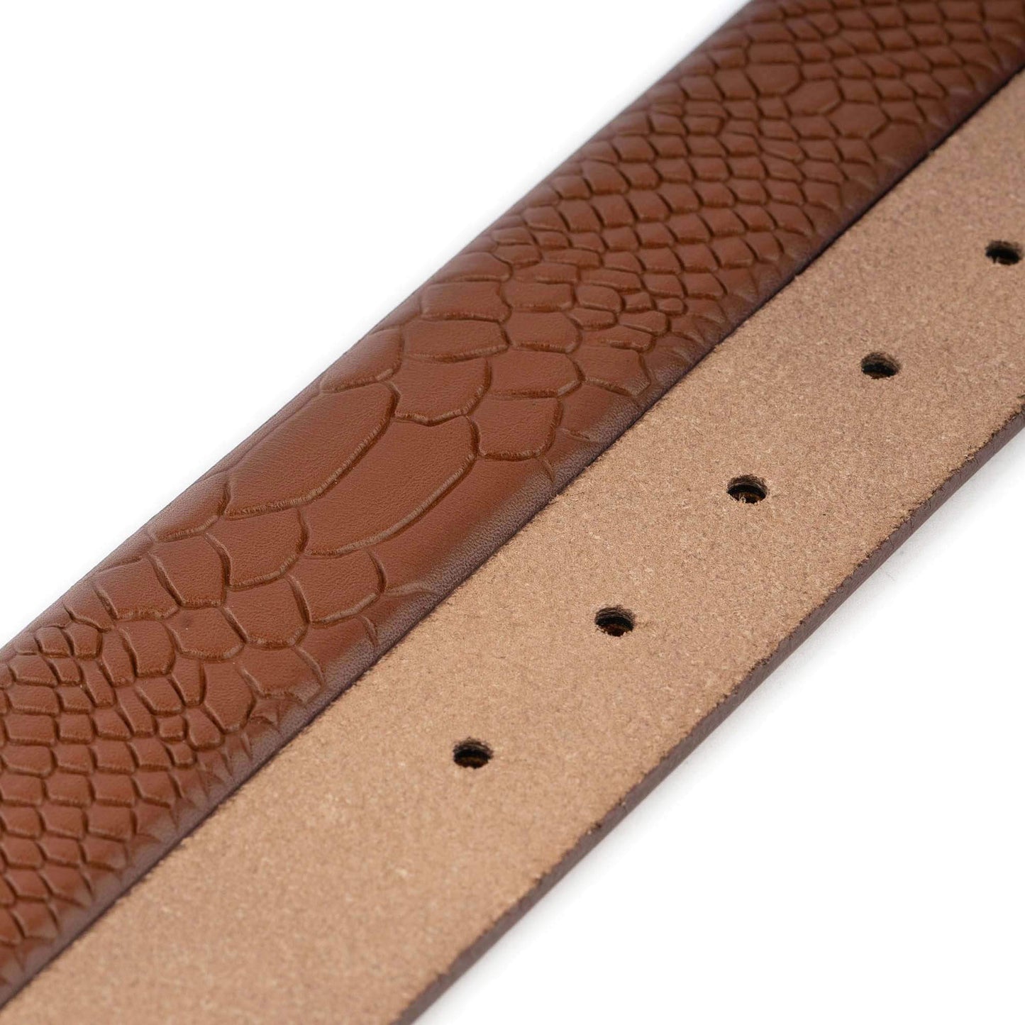 Light Brown Snakeskin Belt Printed Leather Strap For Cartier Buckles Top Quality
