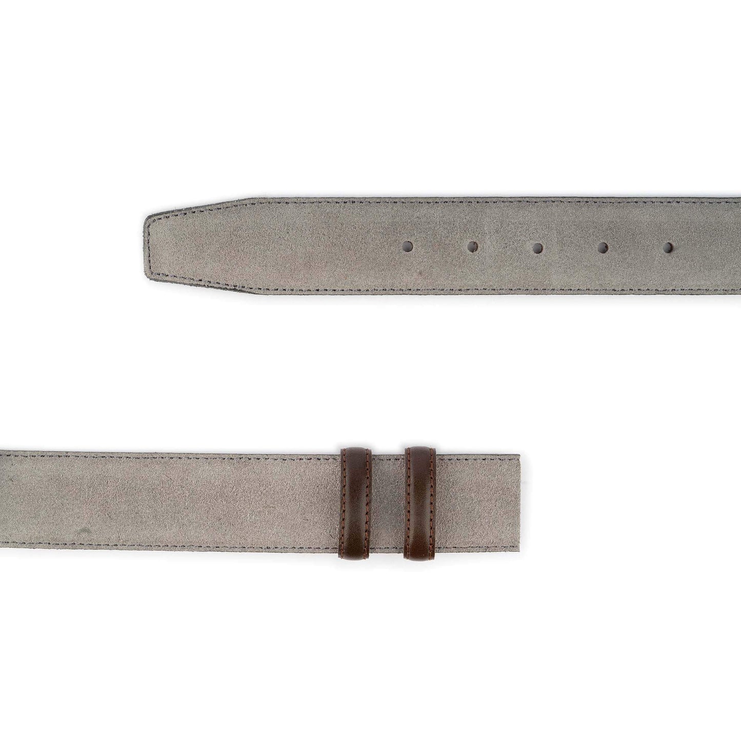 Light Gray Suede Belt Strap For Dunhill Buckles With Brown Loops 3.8 Cm