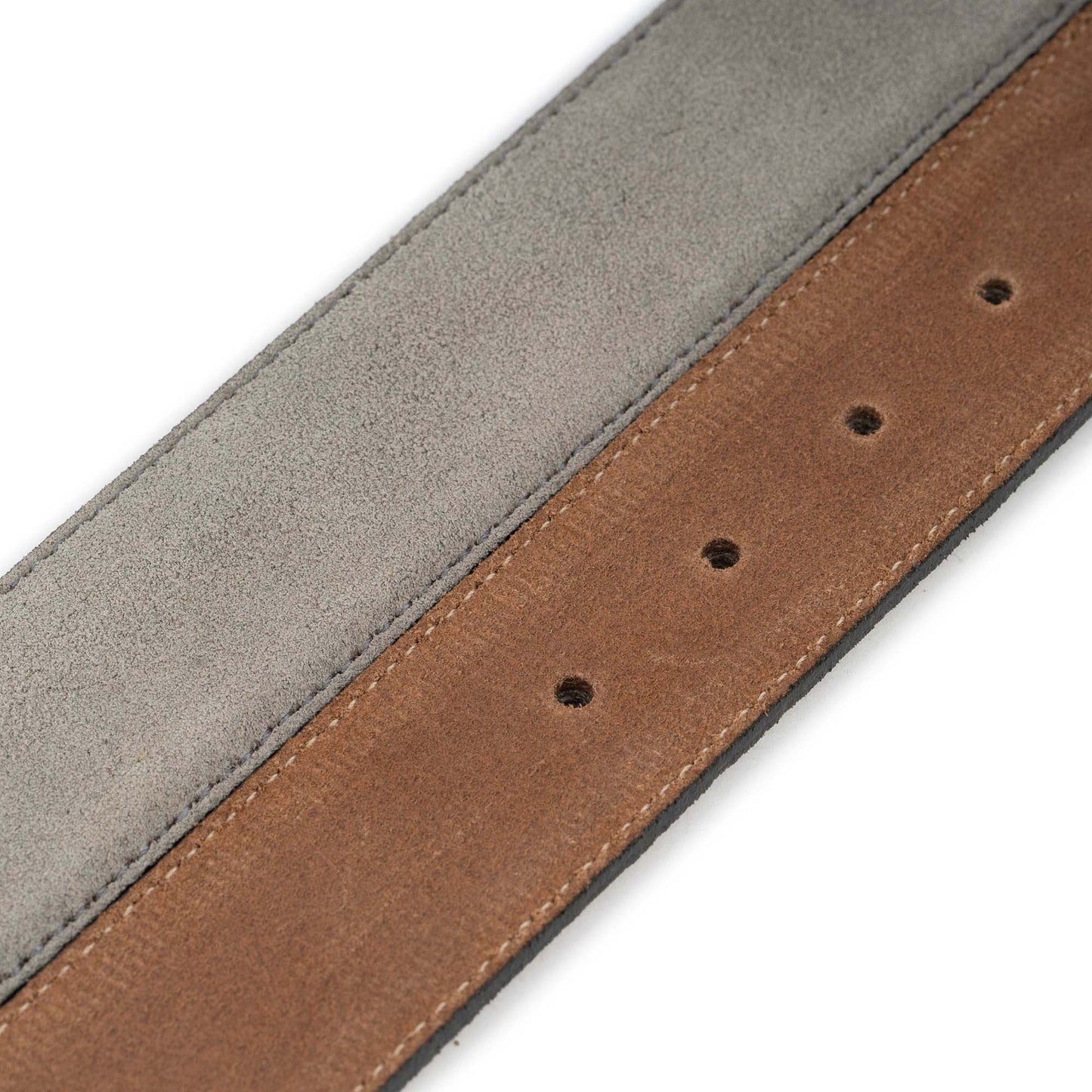 Light Gray Suede Belt Strap For Dunhill Buckles With Brown Loops 3.8 Cm