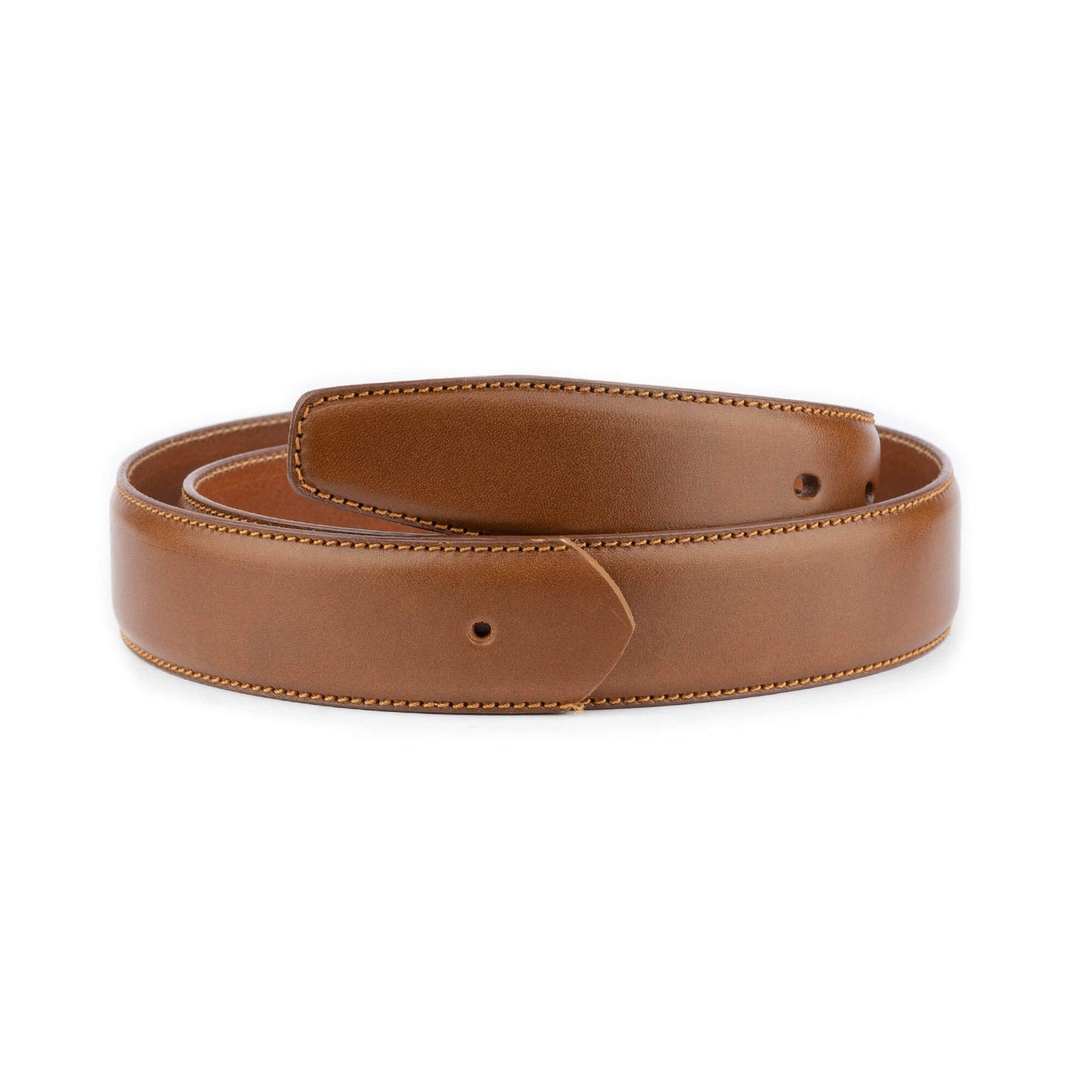 Light Brown Leather Belt Strap With Premade Hole For Cartier Mens Buckle Replacement