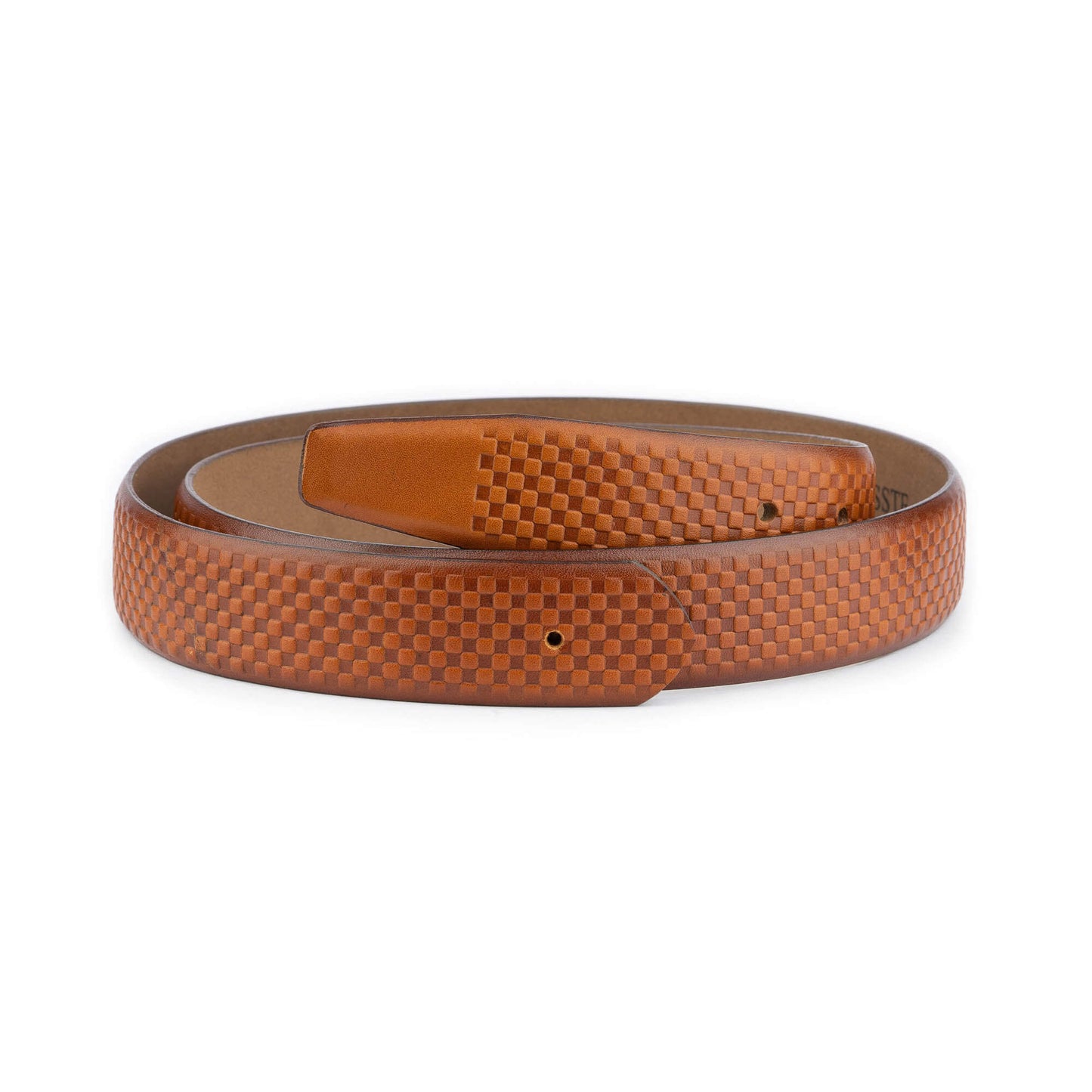 Light Brown Check Embossed Leather Belt Strap For Dunhill Mens Buckle Replacement