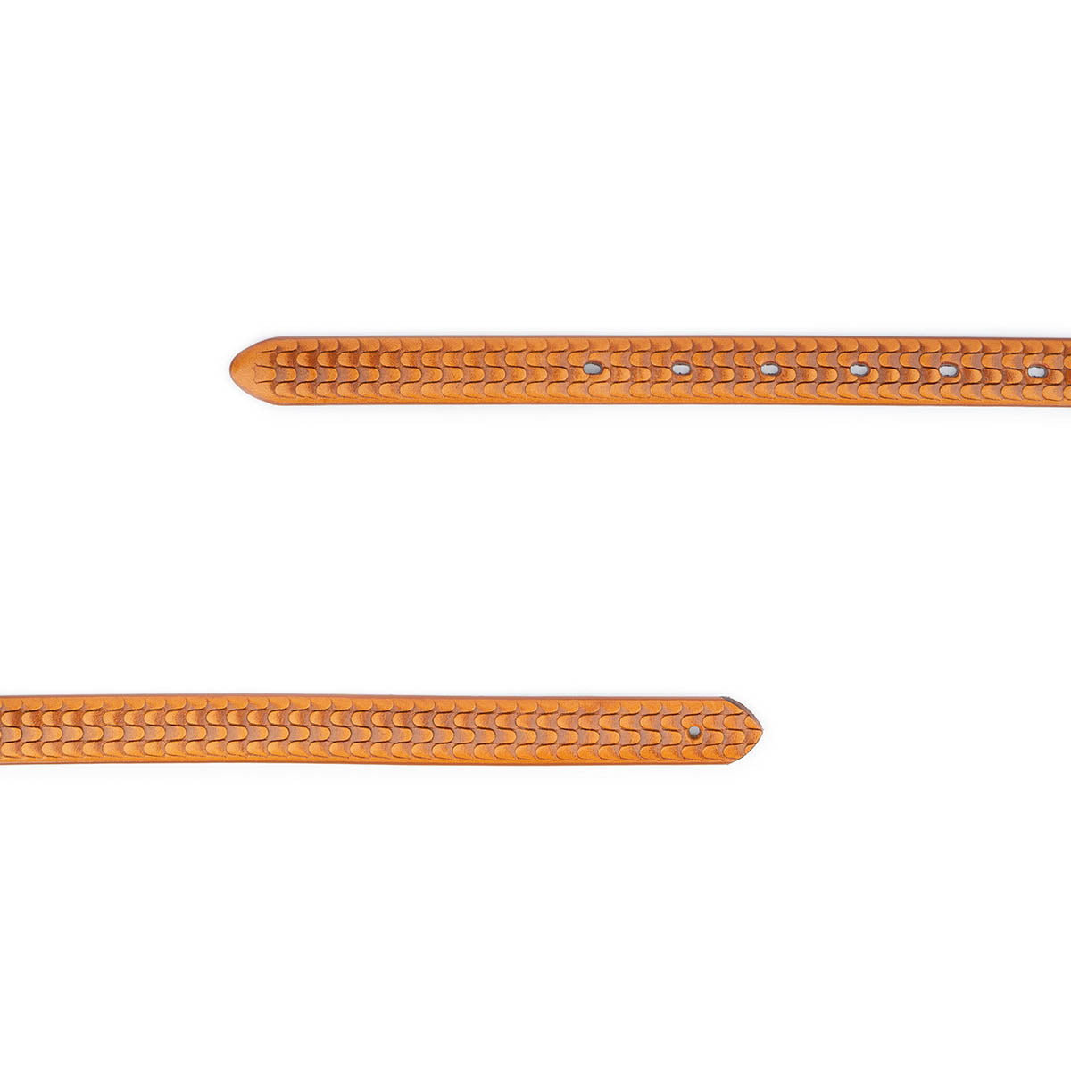 Light Brown Embossed Belt Strap Thin Leather Pre-made Hole For Montblanc Mens Buckle