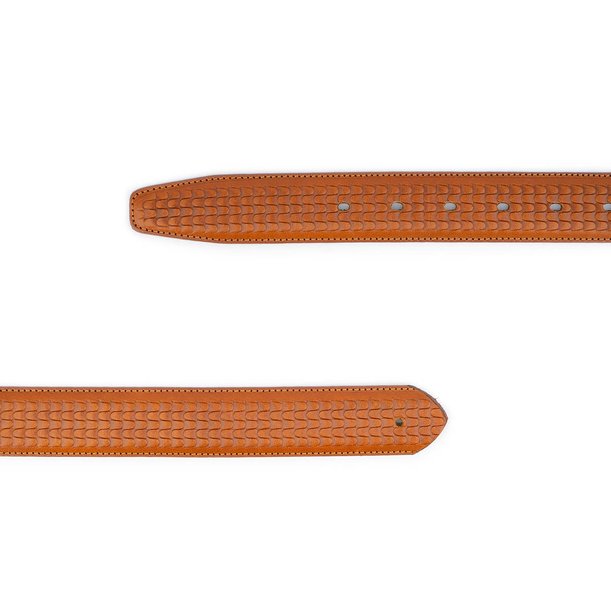 Light Brown Leather Belt Strap Embossed with Hole For Cartier Mens Buckle Replacement
