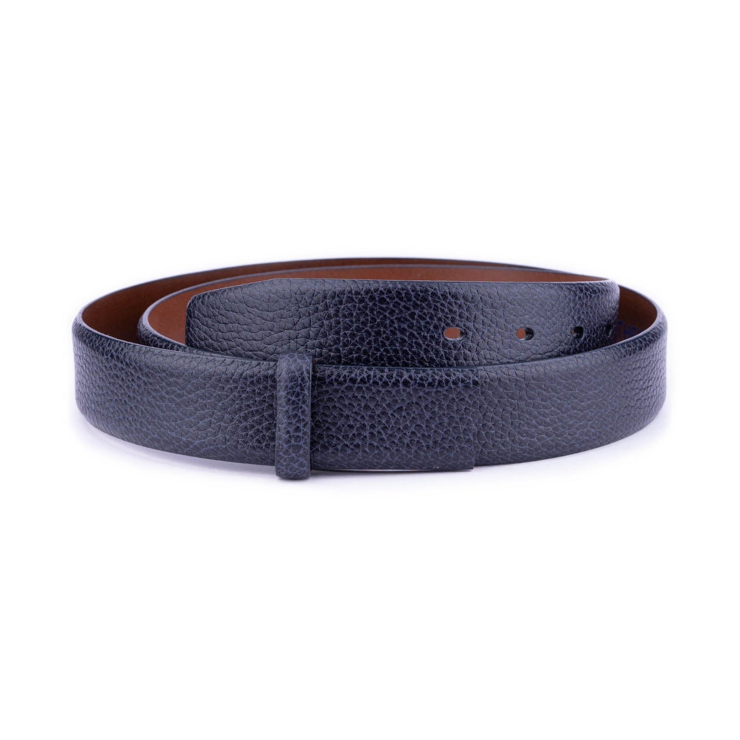 Luxury Mens Belt Strap Blue Pebbled Leather  For Dunhill Mens Buckle Replacement