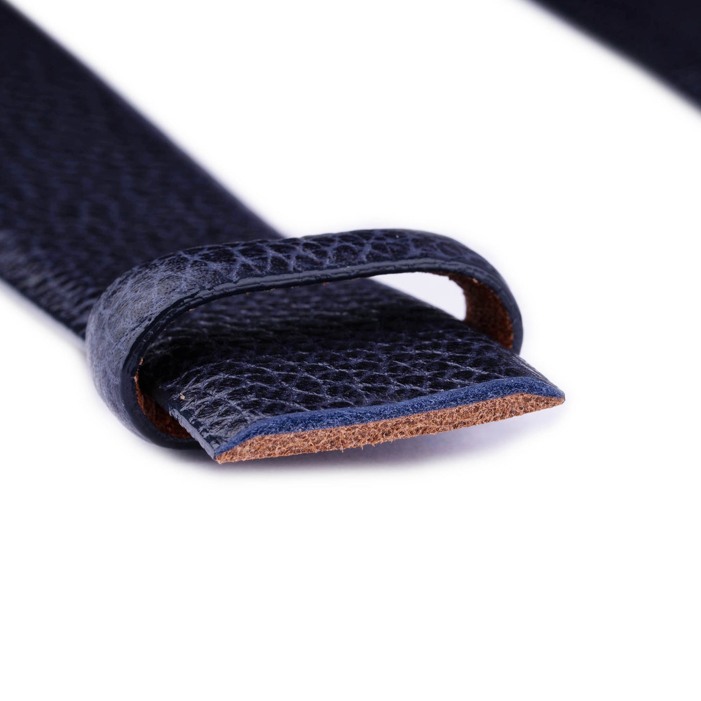 Luxury Mens Belt Strap Blue Pebbled Leather  For Ferragamo Mens Buckle Replacement