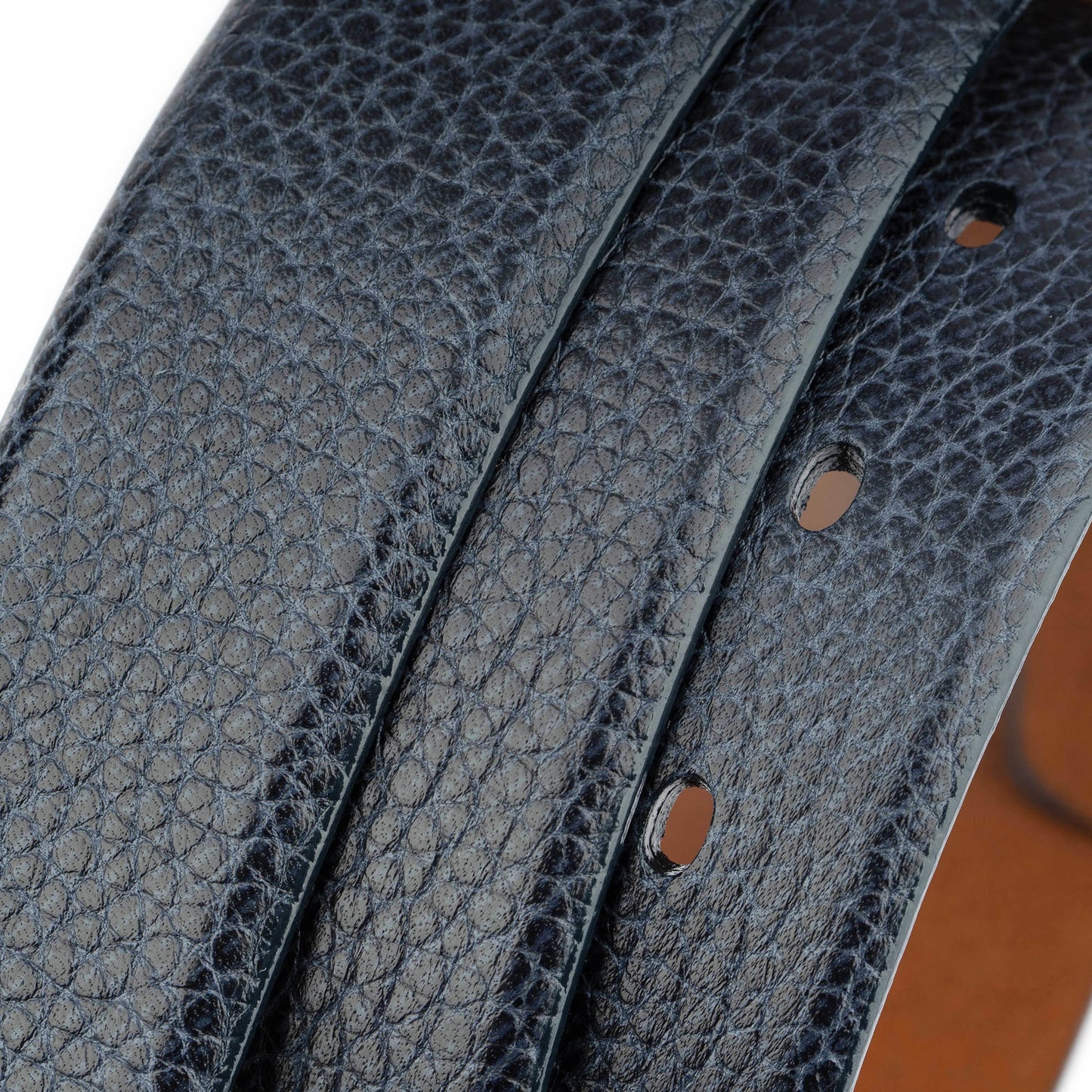 Luxury Mens Belt Strap Blue Pebbled Leather  For Dunhill Mens Buckle Replacement