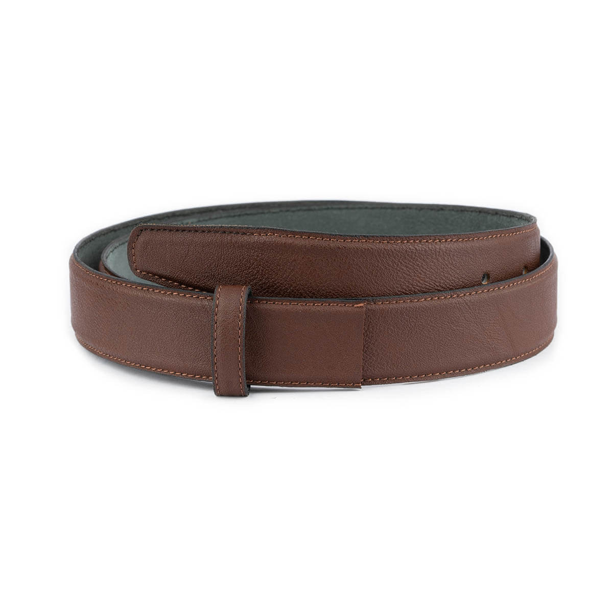 Medium Brown Belt Leather Straps Replacement For Cartier Mens Buckle