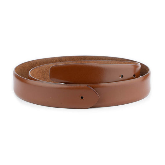 Medium Brown Leather Belt Strap with Hole For Cartier Mens Buckle Replacement