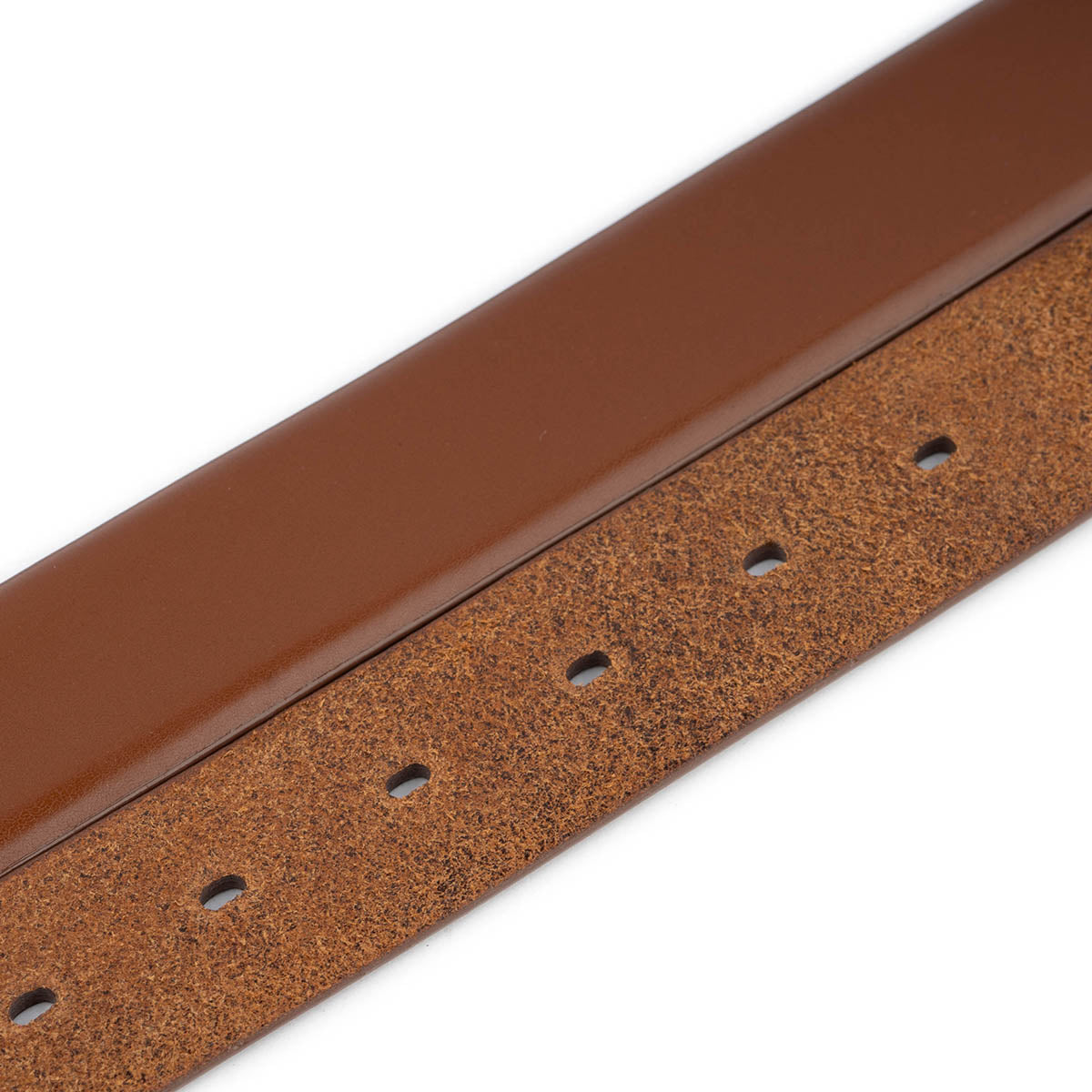 Medium Brown Leather Belt Strap with Hole For Cartier Mens Buckle Replacement