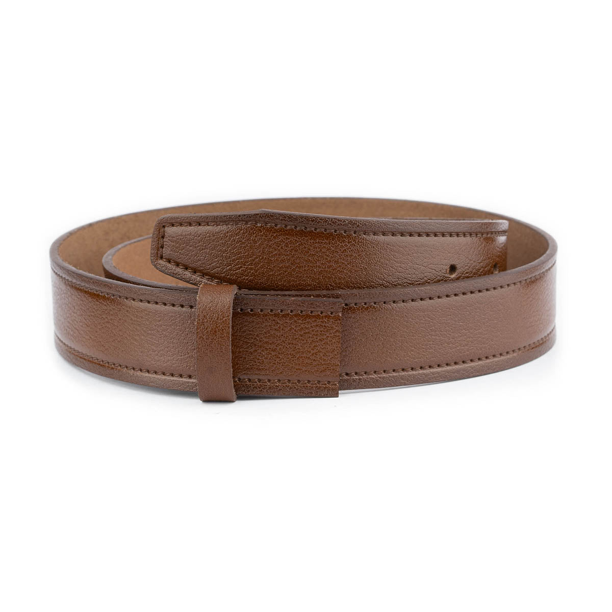 Medium Brown Full Grain Leather Belt Strap For Ferragamo Mens Buckle Replacement