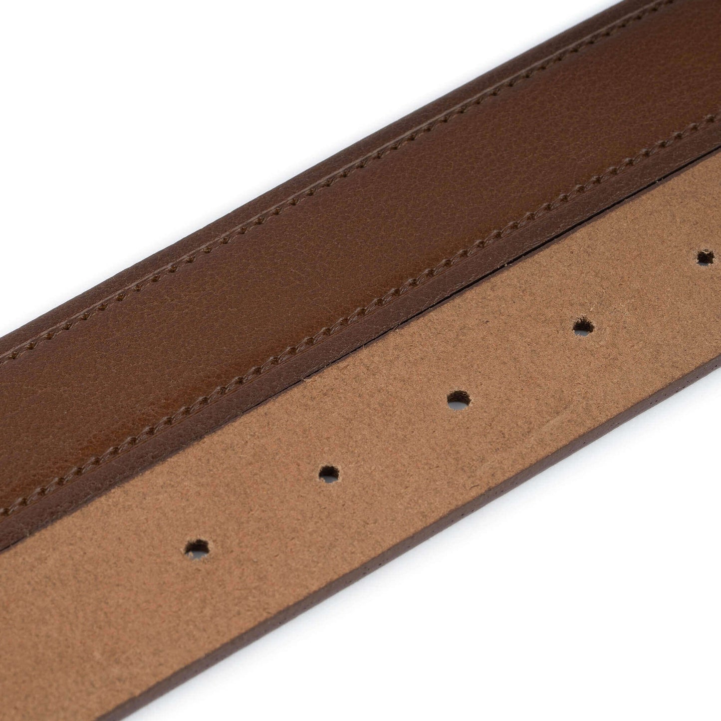 Medium Brown Leather Belt Strap with Hole For Dunhill Mens Buckle Replacement