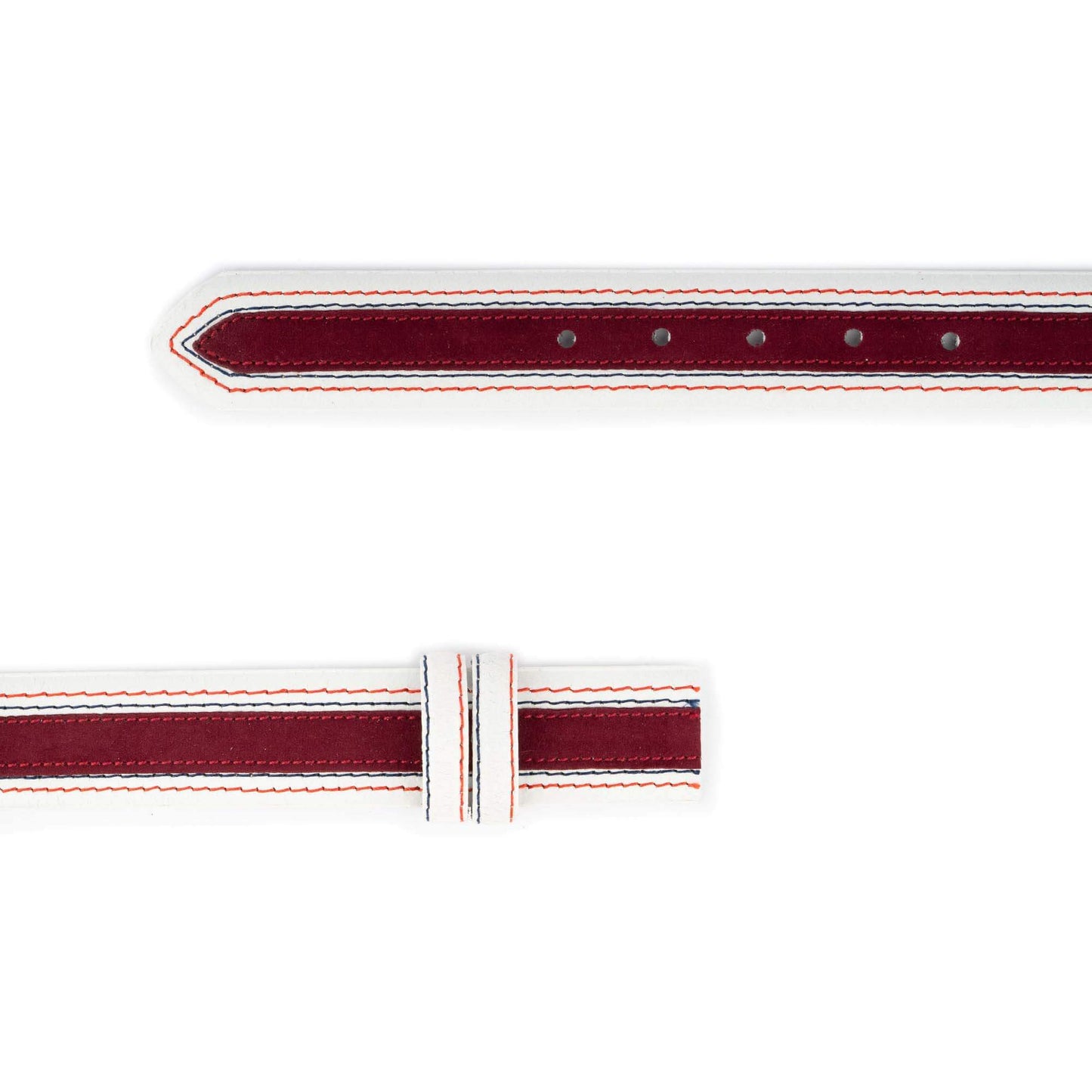 Mens Belt Strap For Dunhill Buckles White Leather With Bordo Suede