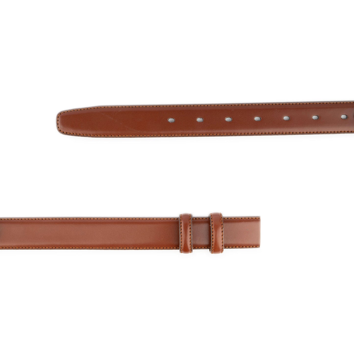 Mens Belt Strap For Cartier Buckles Medium Brown Leather Stitched 1 1/8 Inch
