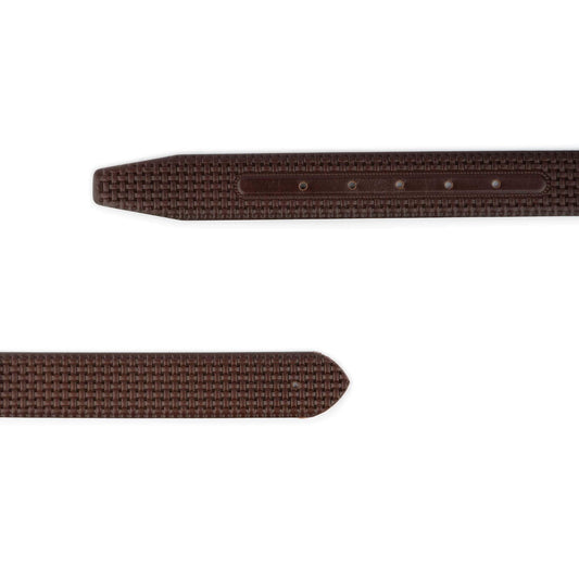 Mens Belt Strap For Montblanc Buckles Woven Emboss Dark Brown Leather