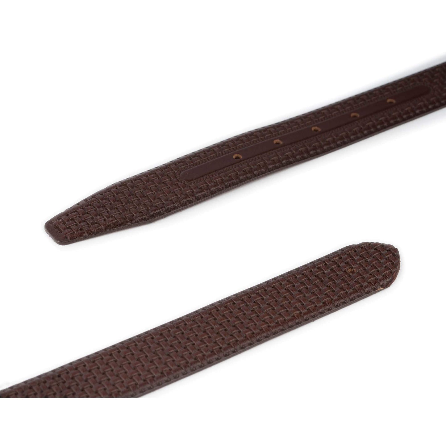 Mens Belt Strap For Dunhill Buckles Woven Emboss Dark Brown Leather