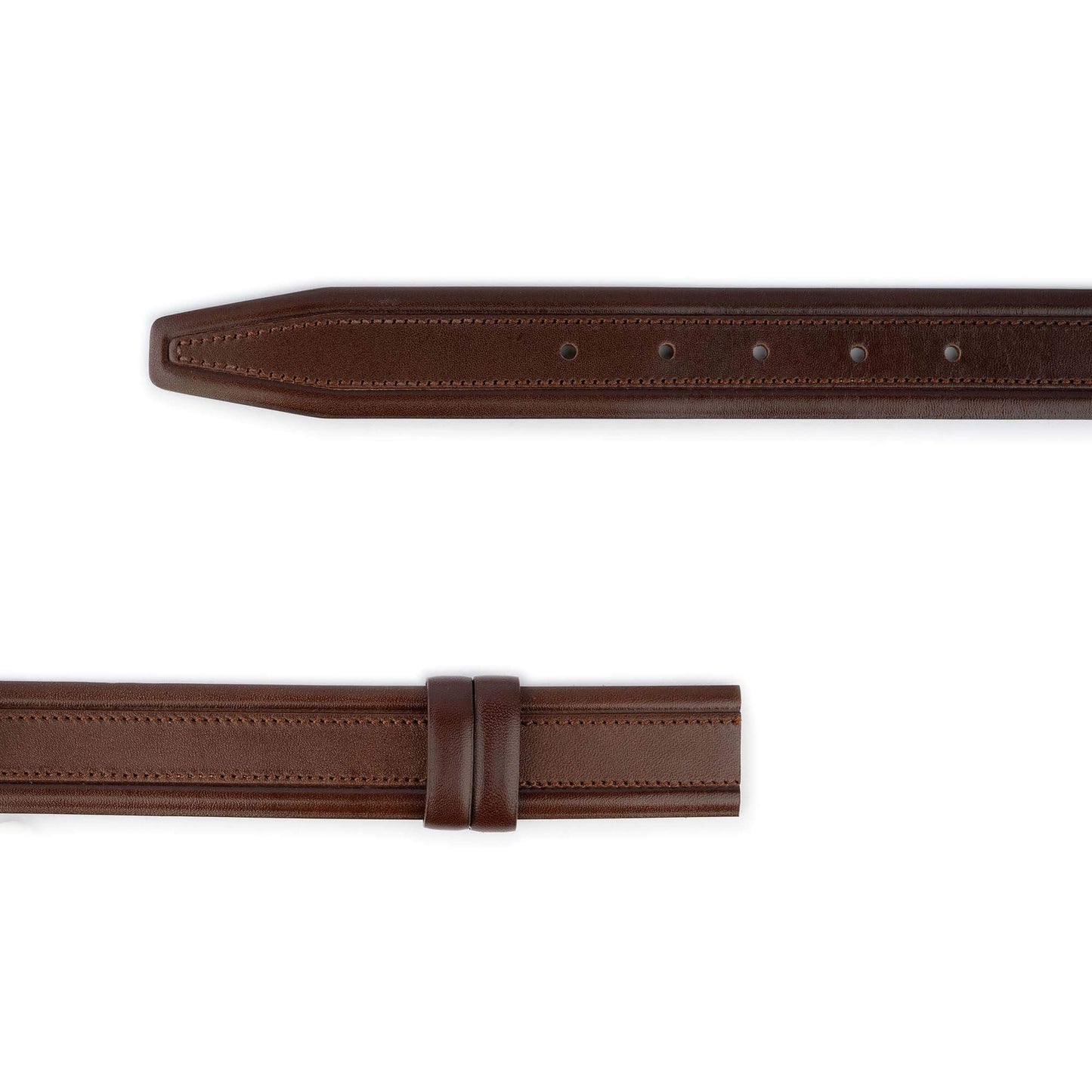 Mens Belt Straps Cognac Calf Leather Stitched For Dunhill Buckles