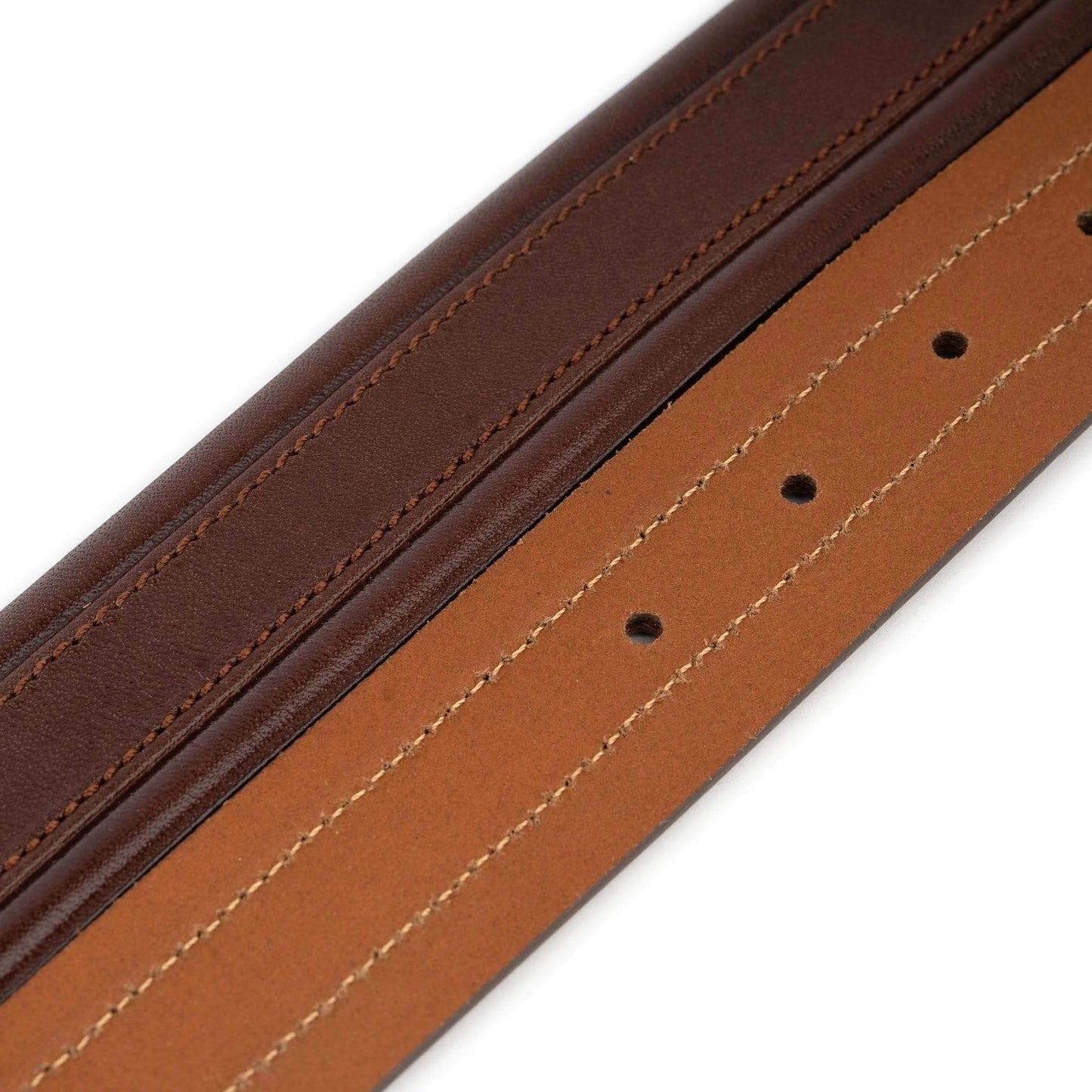 Mens Belt Straps Cognac Calf Leather Stitched For Montblanc Buckles