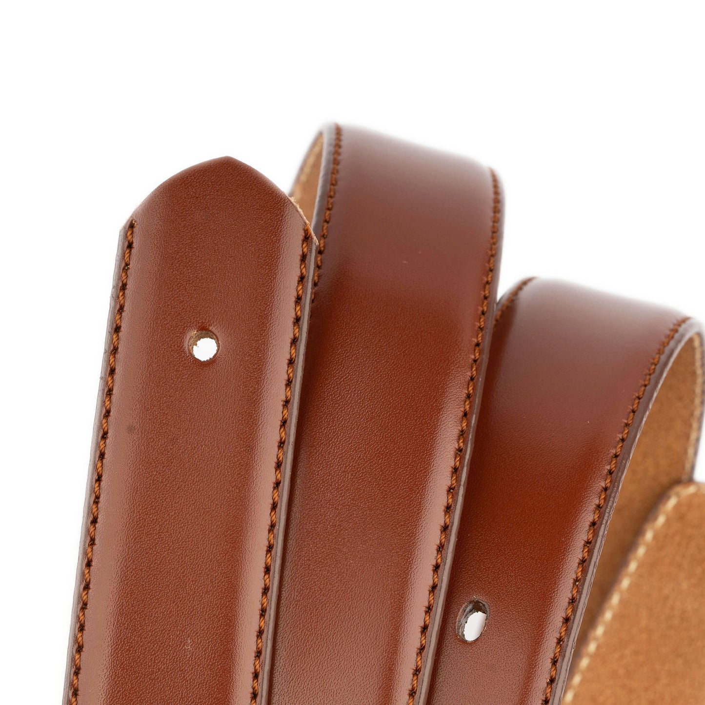 Mens Belt Straps Without Buckle Medium Brown Leather For Dunhill Buckles