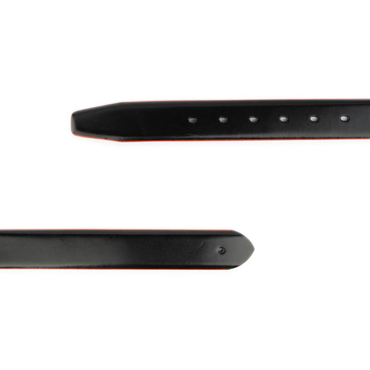 Mens Leather Strap For Ferragamo Buckles Belt Black Red Edges