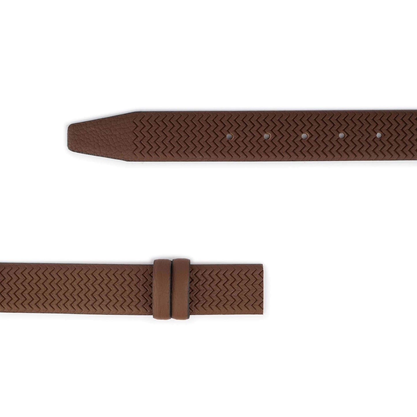 Mens Leather Strap For Belt Brown Zig Zag Texture For Cartier Buckles