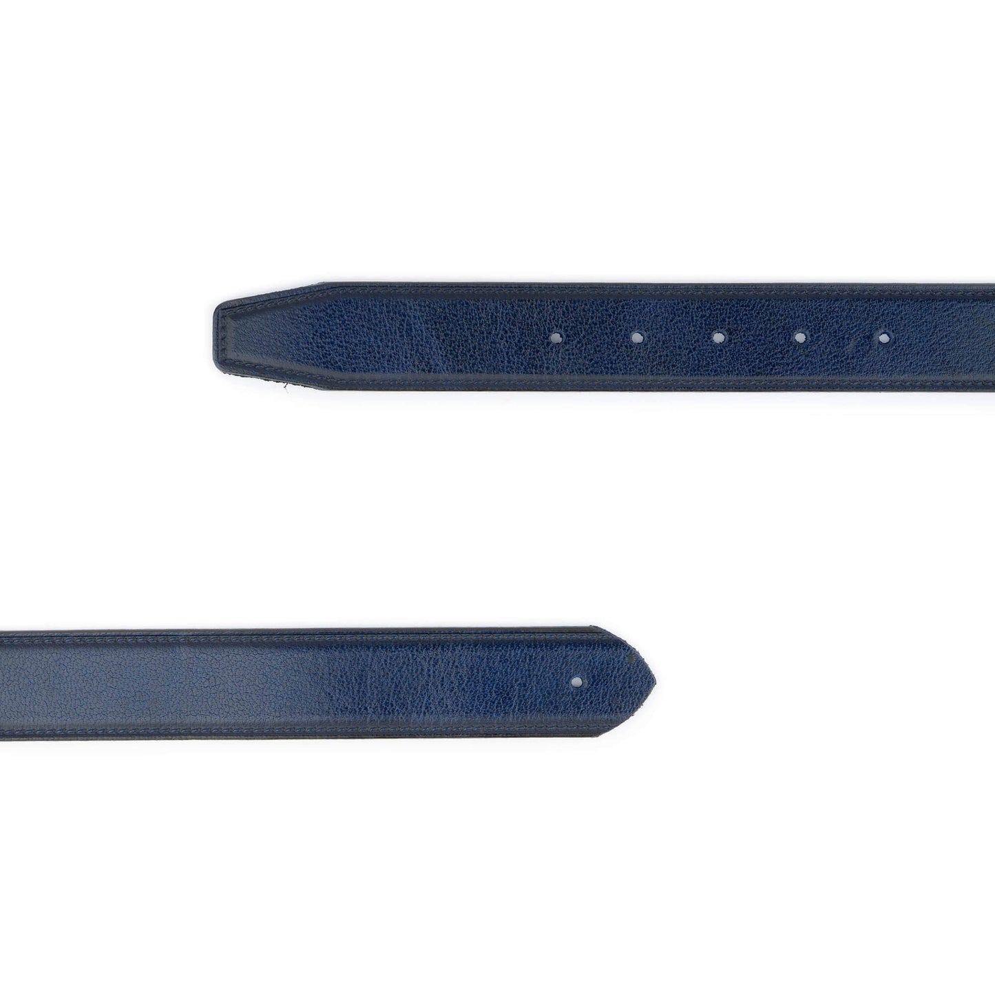 Mens Blue Leather Belt Strap With Premade Hole For Montblanc Buckle Replacement