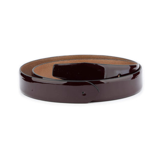 Mens Glossy Burgundy Leather Belt Strap For Ferragamo Buckle Replacement