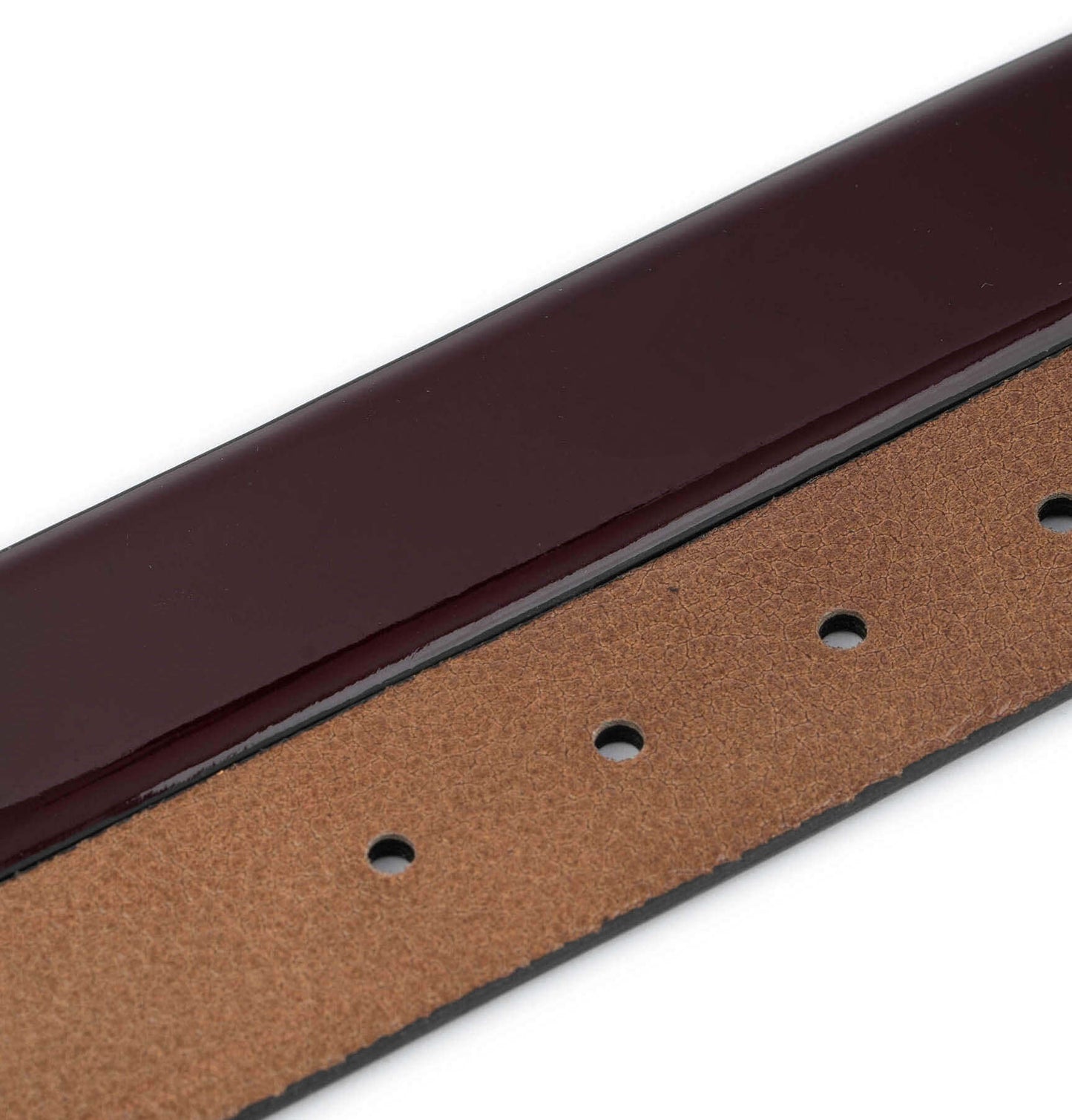 Mens Glossy Burgundy Leather Belt Strap For Ferragamo Buckle Replacement