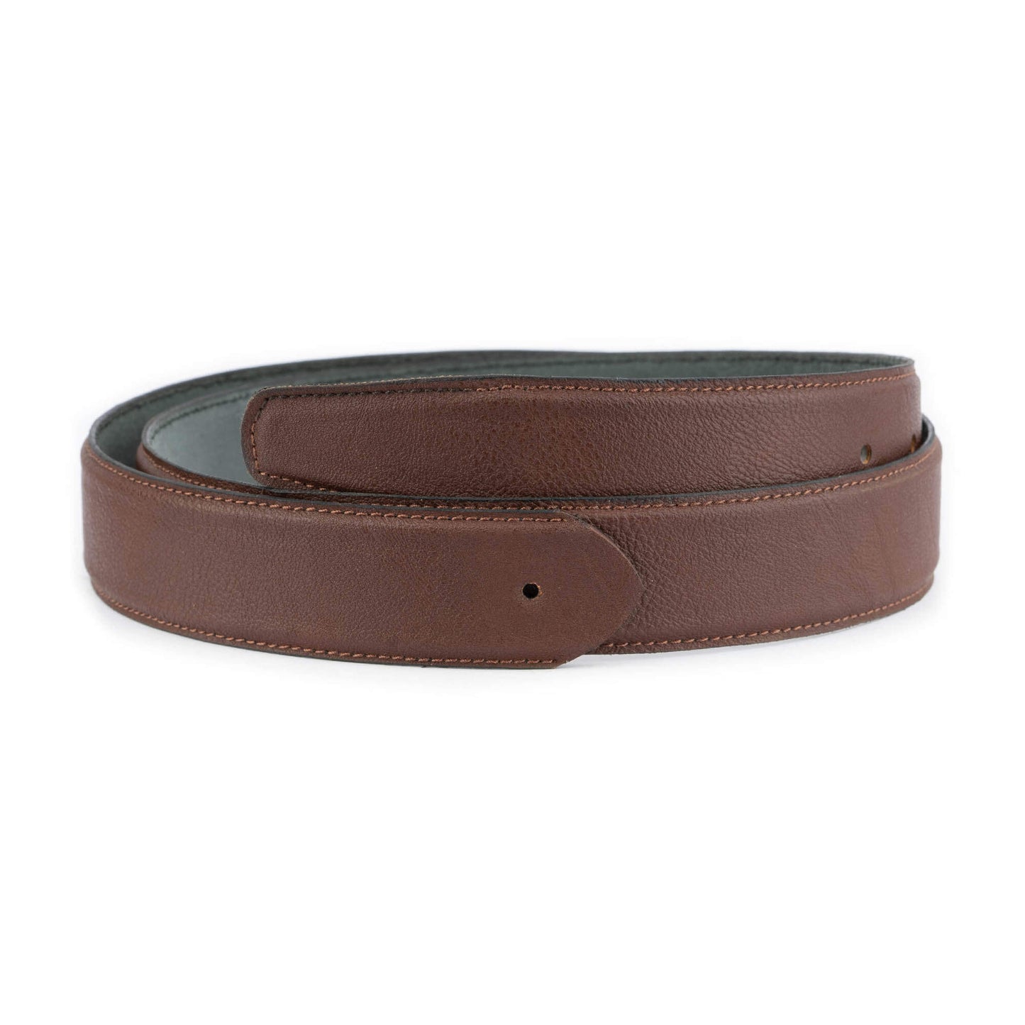 Mens Middle Brown Belt Strap Leather With Hole For Ferragamo Buckle Replacement