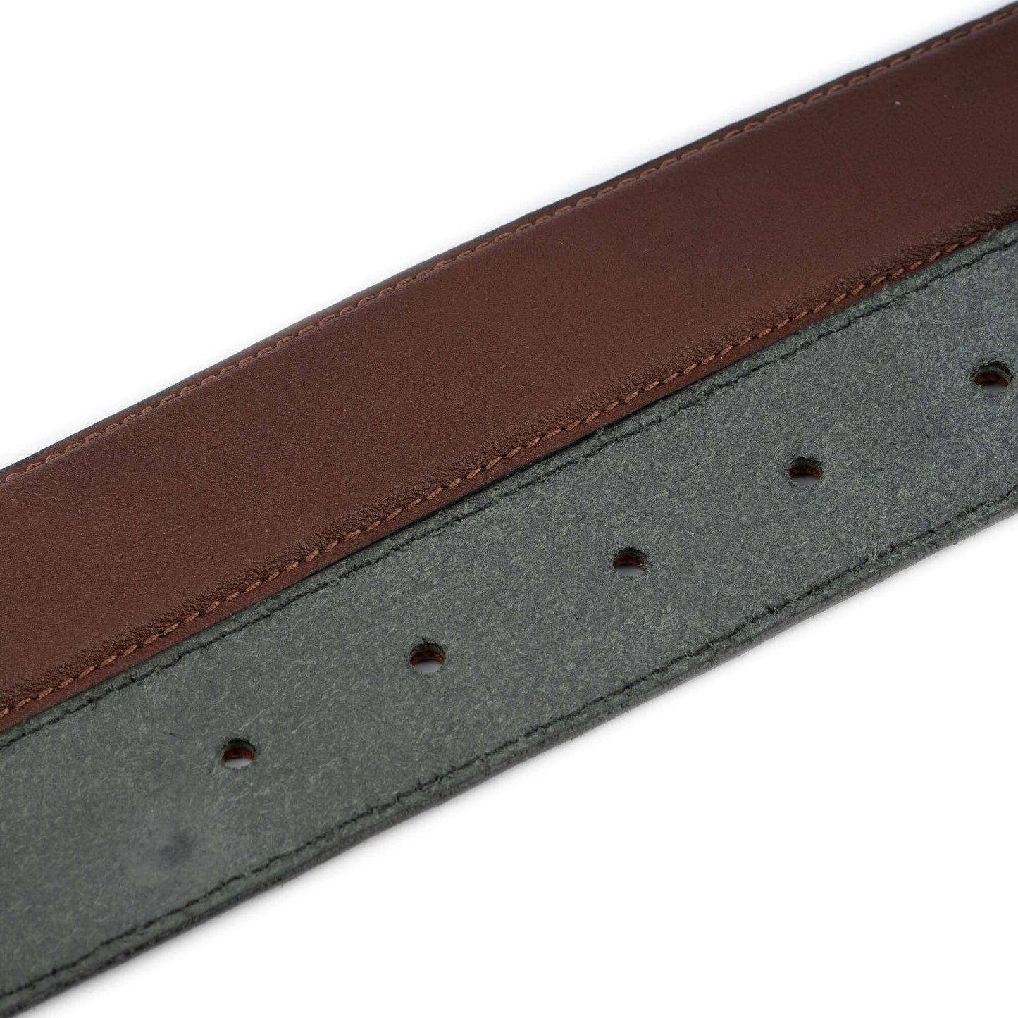 Mens Middle Brown Belt Strap Leather With Hole For Ferragamo Buckle Replacement